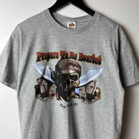 Pirate T Shirt Vintage Y2K Adult Gray Medium M Graphic Tee - Picture 9 of 12